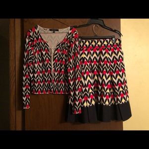 Nine West print skirt and sweater